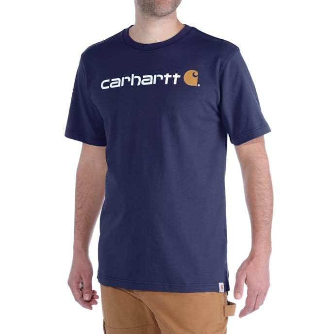 részlet CARHARTT Core Logo modré pánské triko 100% Ba